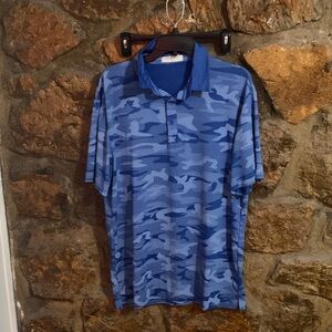 Stylish Blue Camouflage Polo Shirt for Men Large Good Great Condition